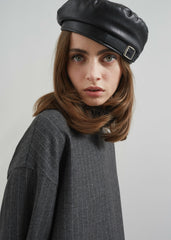 Obacka Faux Leather Beret - Black