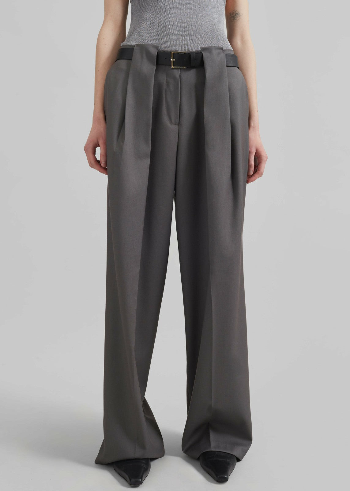 Orsay Pleated Trousers - Dark Grey