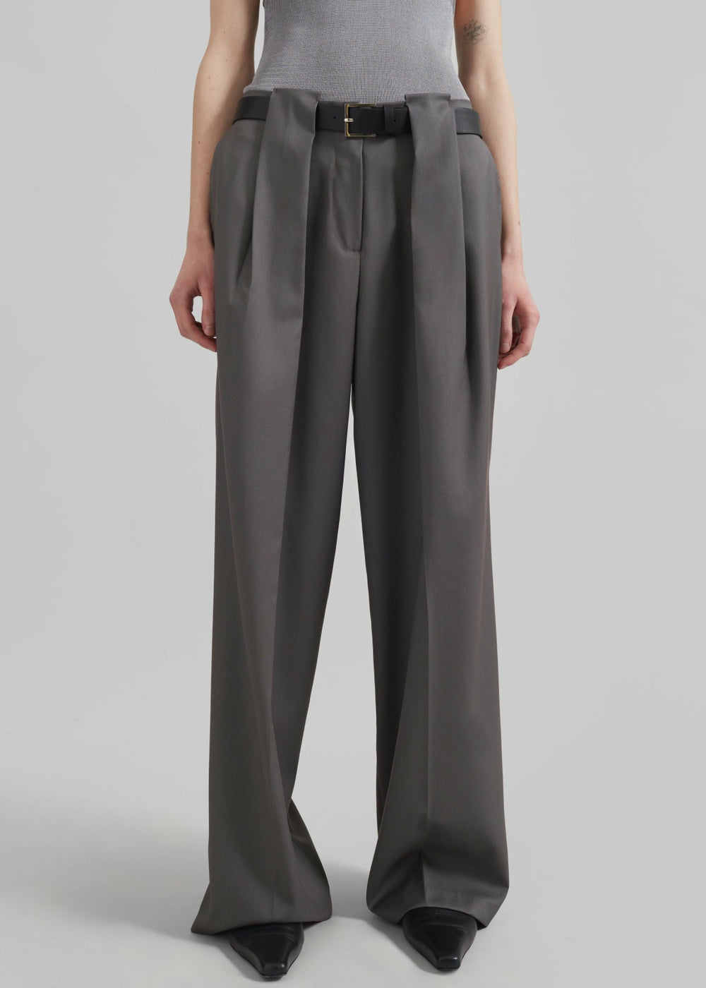 Orsay Pleated Trousers - Dark Grey