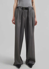 Orsay Pleated Trousers - Dark Grey