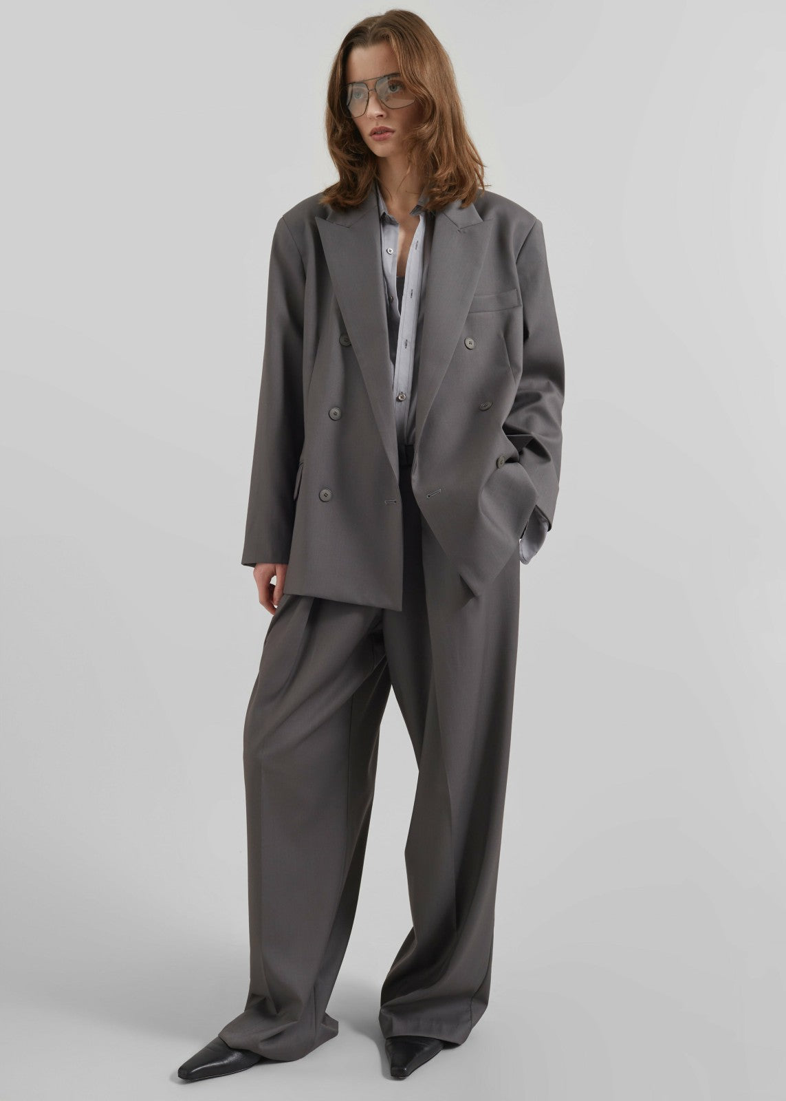 Orsay Pleated Trousers - Dark Grey