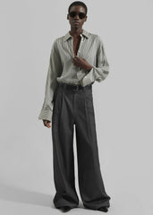 Nellore Pleated Denim Pants - Dark Grey Melange