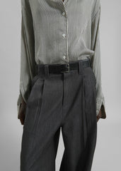 Nellore Pleated Denim Pants - Dark Grey Melange