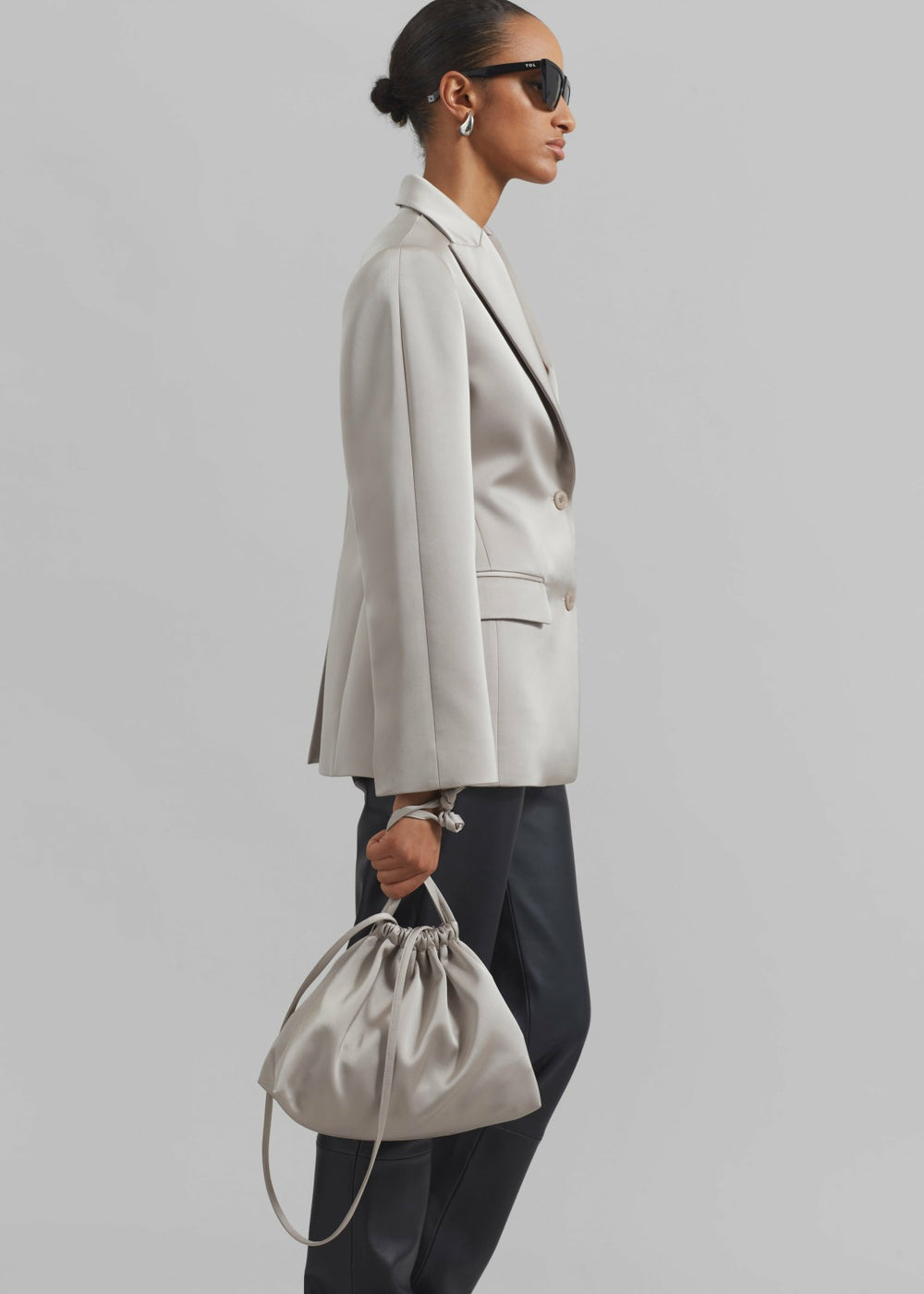 Velora Satin Pouch - Light Taupe