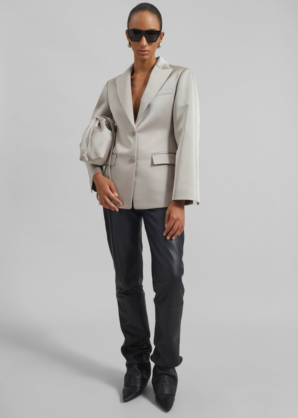 Velora Satin Pouch - Light Taupe