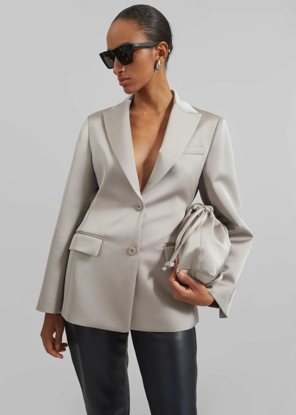 Velora Satin Pouch - Light Taupe