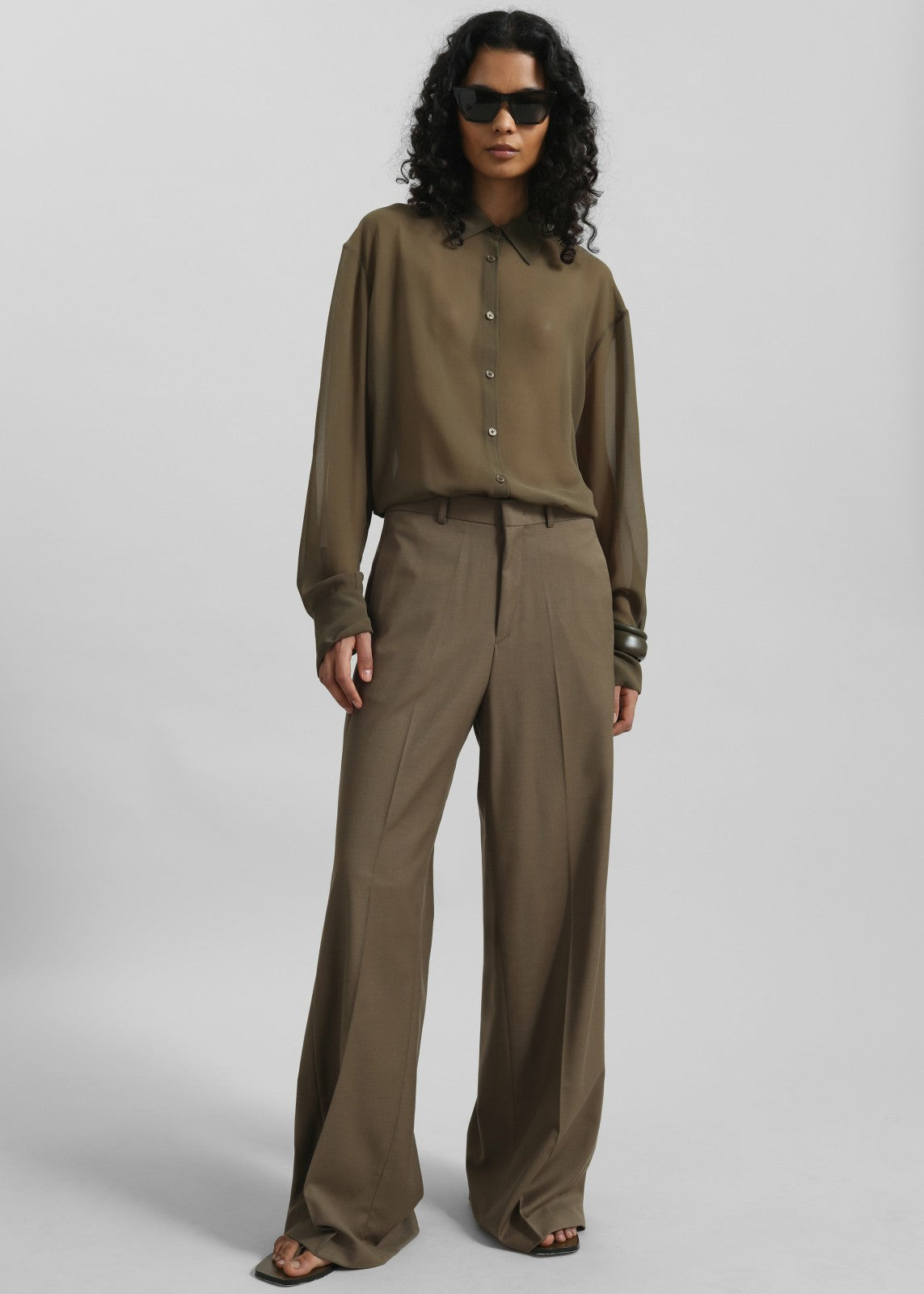 Peri Silk Georgette Shirt - Khaki