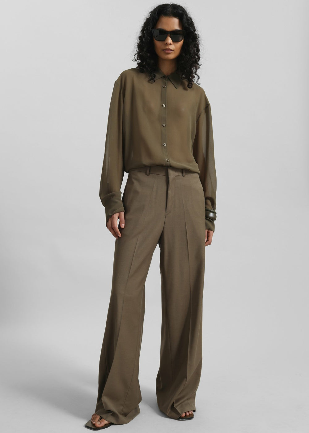 Peri Silk Georgette Shirt - Khaki
