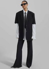 Maisie Short Sleeve Twill Blazer - Black