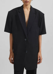 Maisie Short Sleeve Twill Blazer - Black