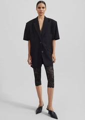 Maisie Short Sleeve Twill Blazer - Black