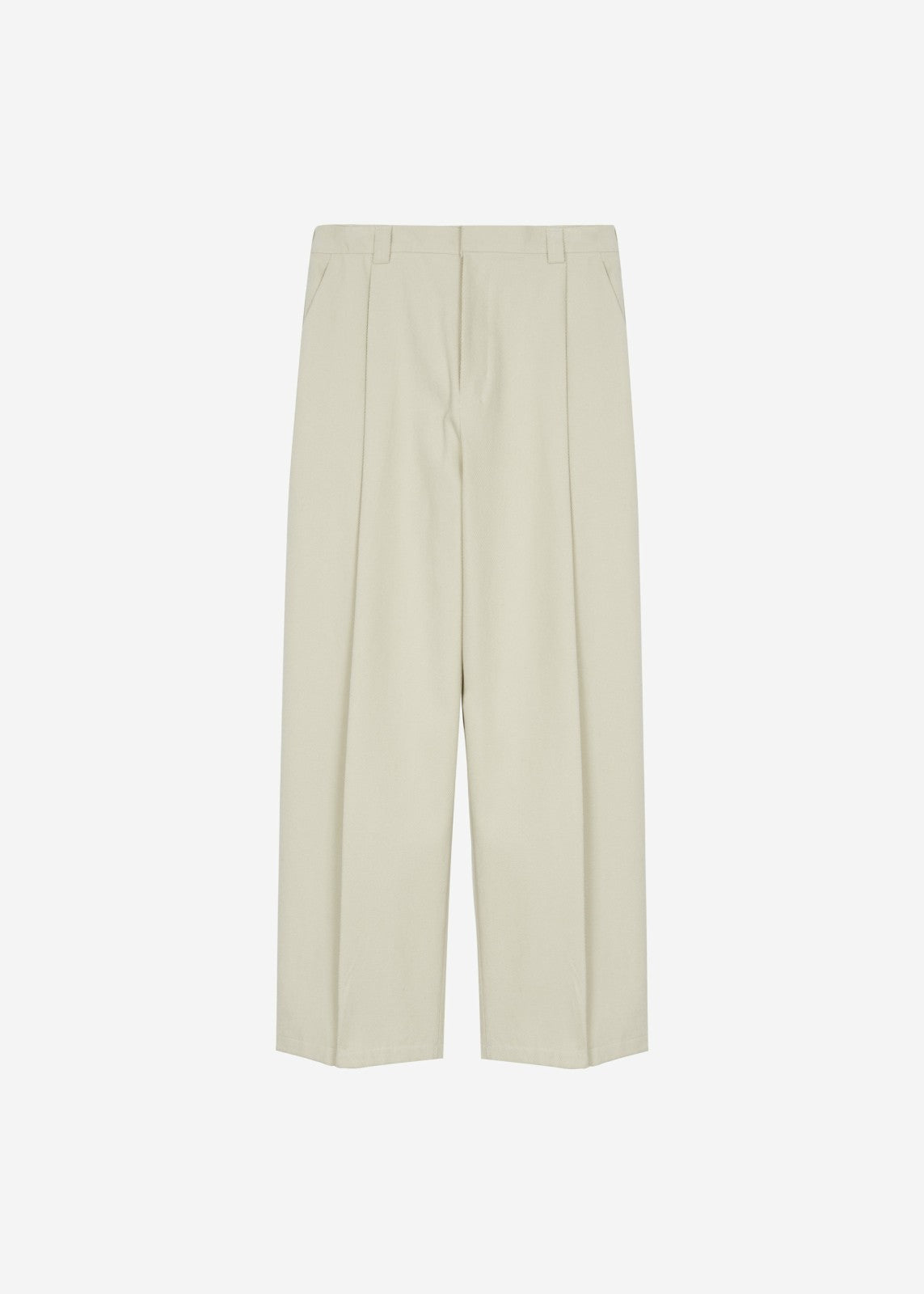 Borken Pleated Twill Pants - Ivory