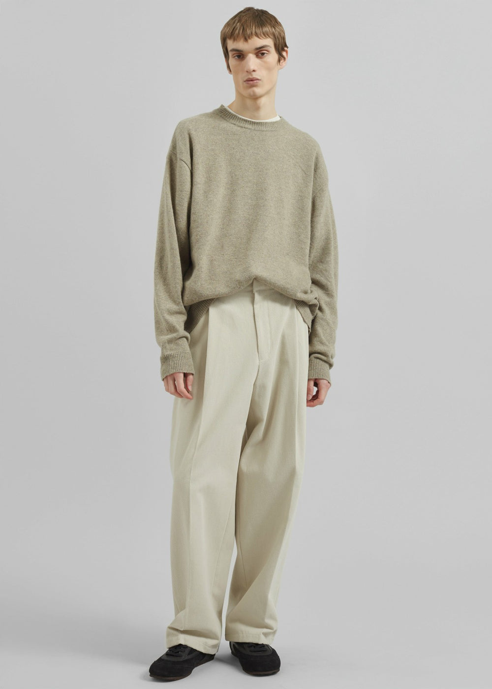 Borken Pleated Twill Pants - Ivory