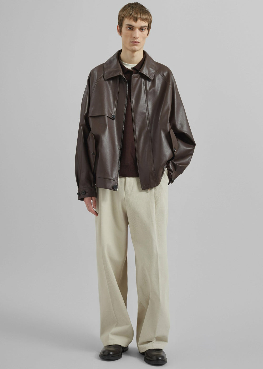 Borken Pleated Twill Pants - Ivory