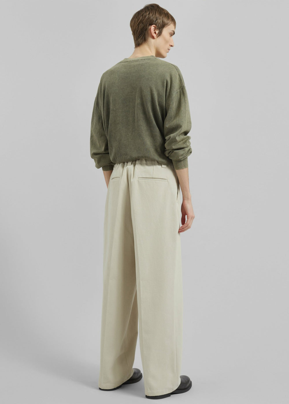 Borken Pleated Twill Pants - Ivory