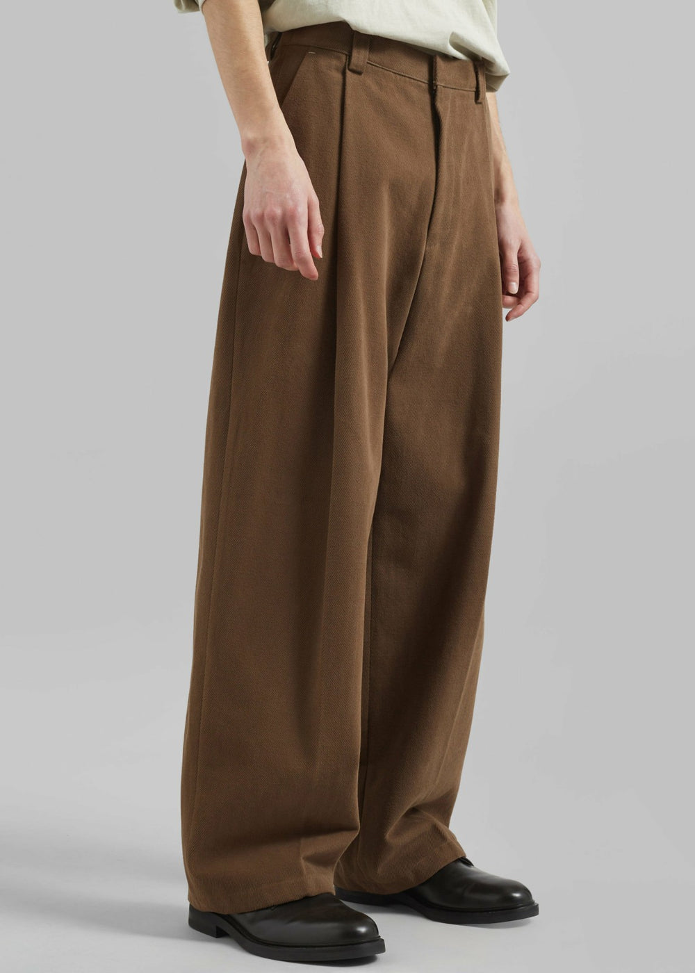 Borken Pleated Twill Pants - Brown
