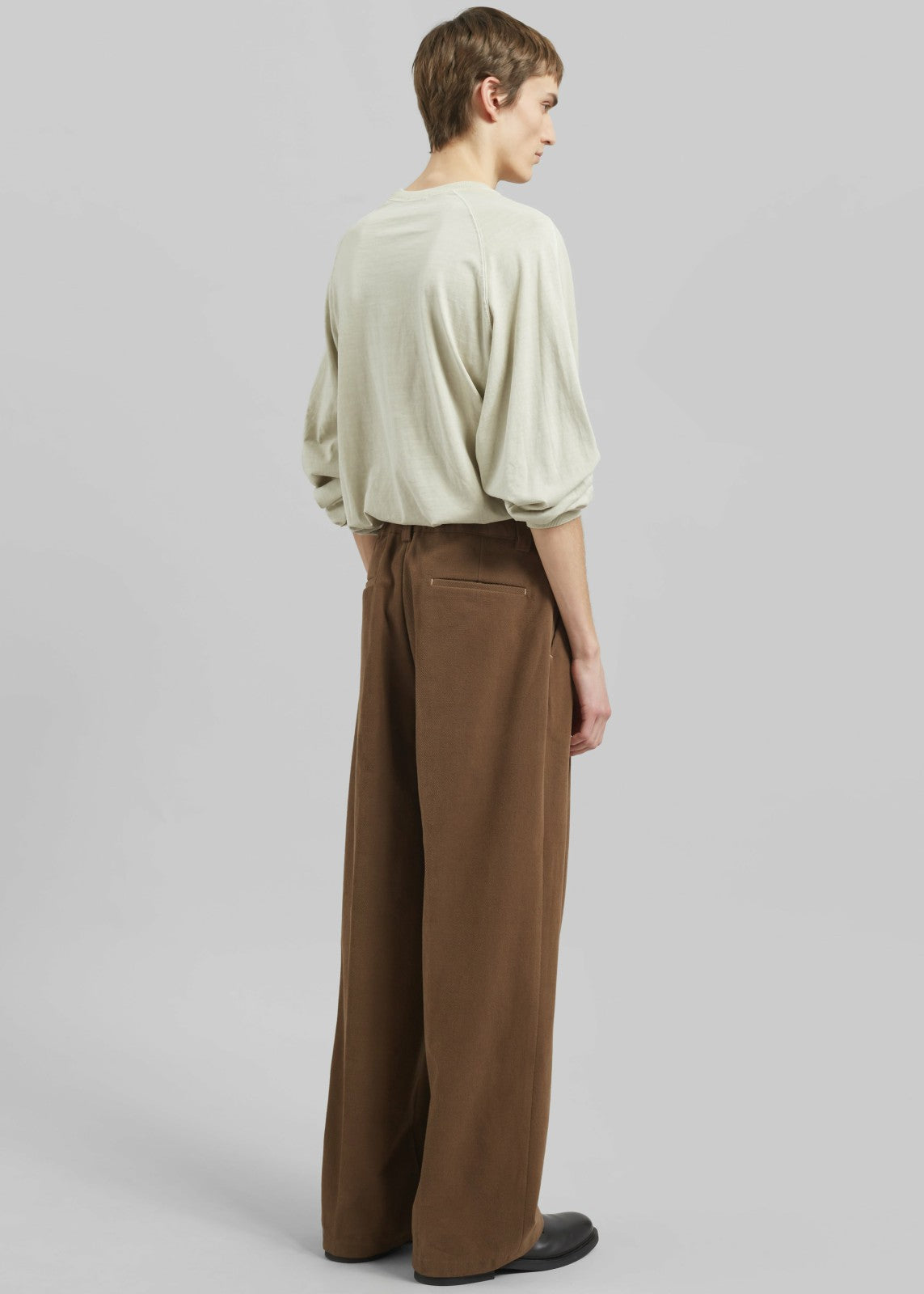 Borken Pleated Twill Pants - Brown