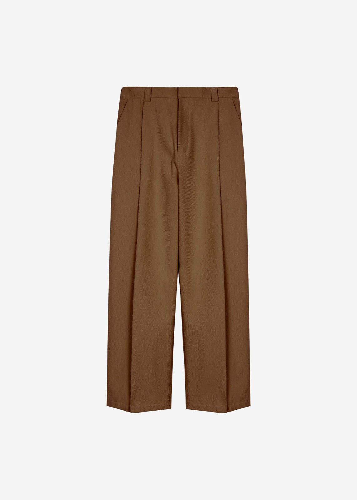 Borken Pleated Twill Pants - Brown