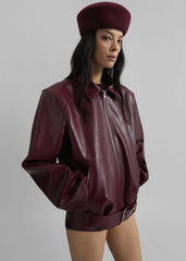 Norbury Faux Leather Jacket - Burgundy