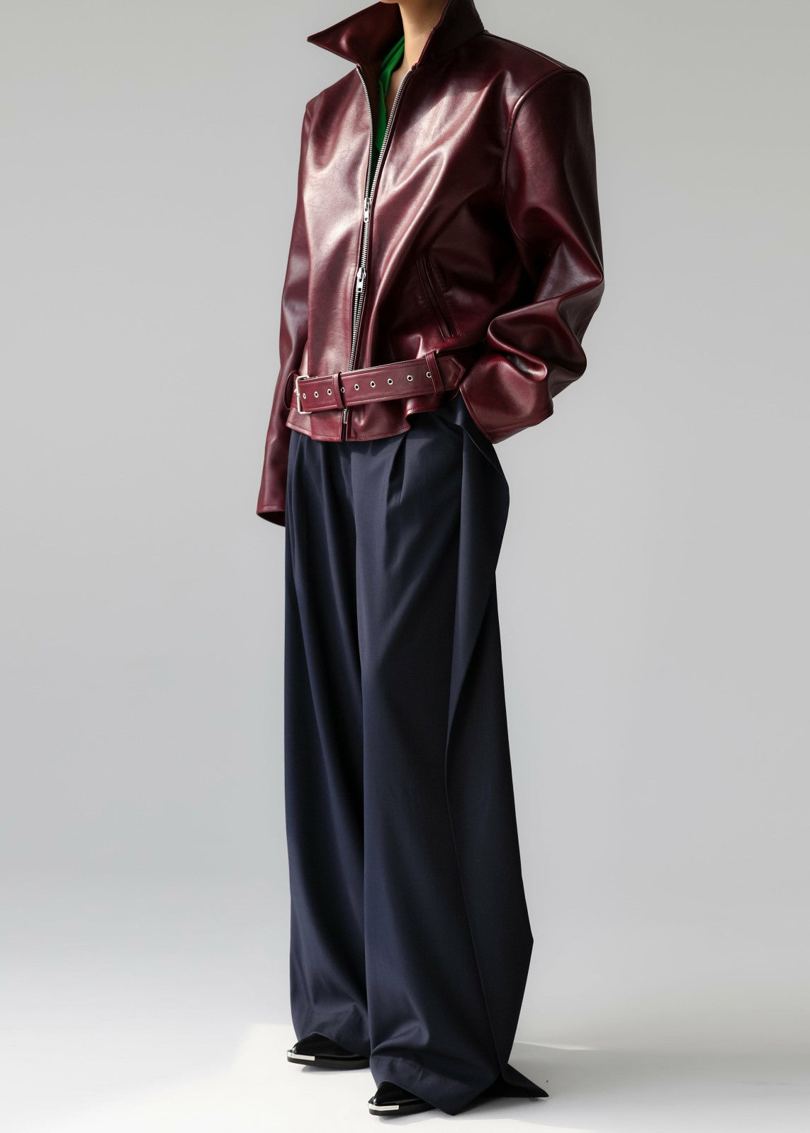Norbury Faux Leather Jacket - Burgundy