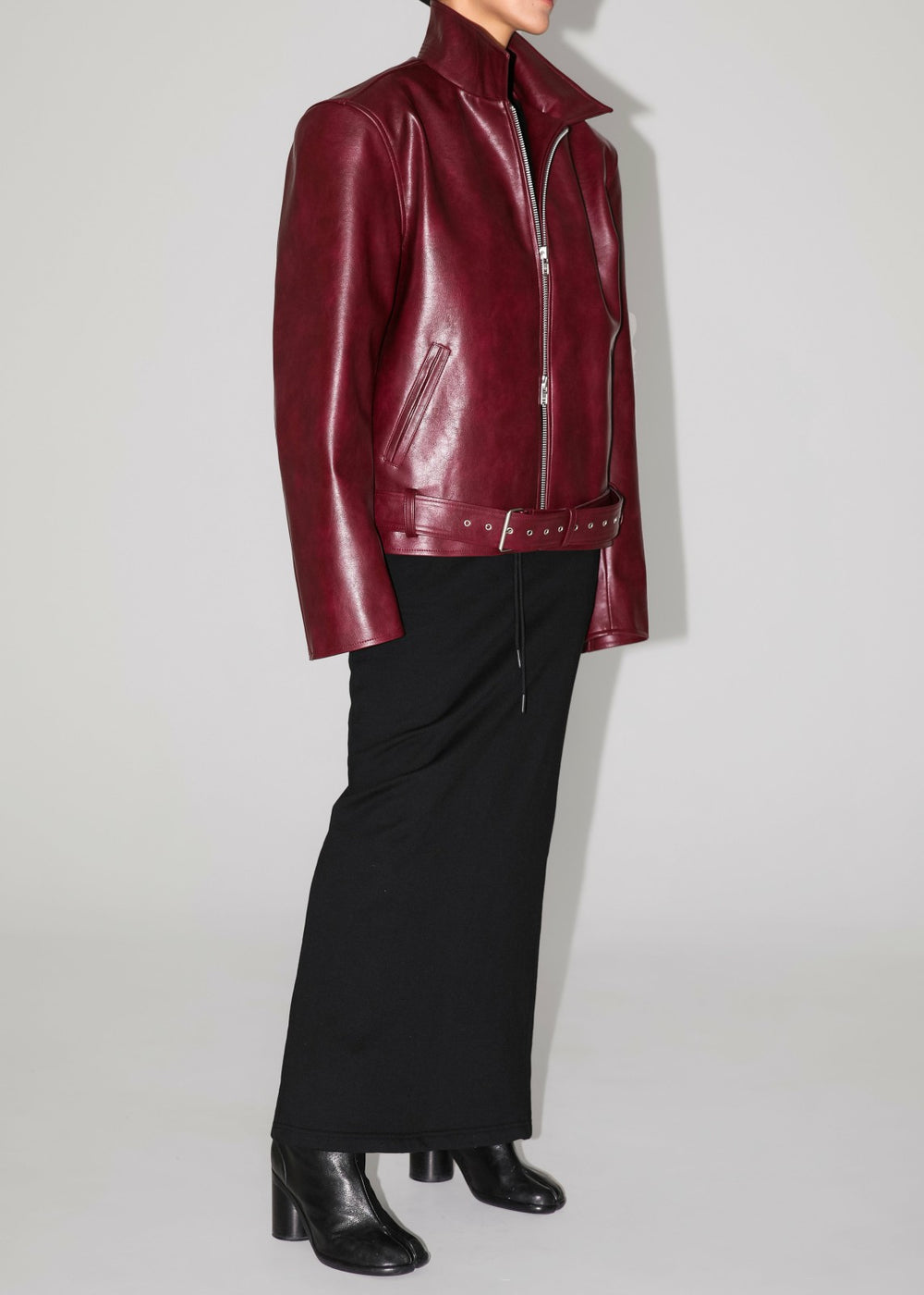 Norbury Faux Leather Jacket - Burgundy