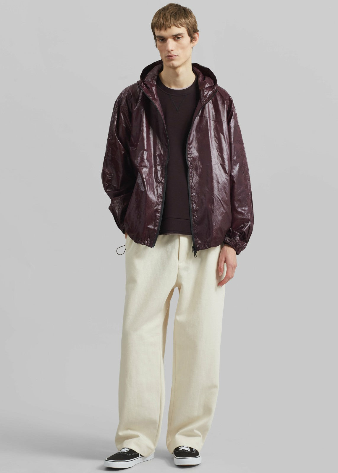 Risbury Glossed Hooded Jacket - Dark Plum