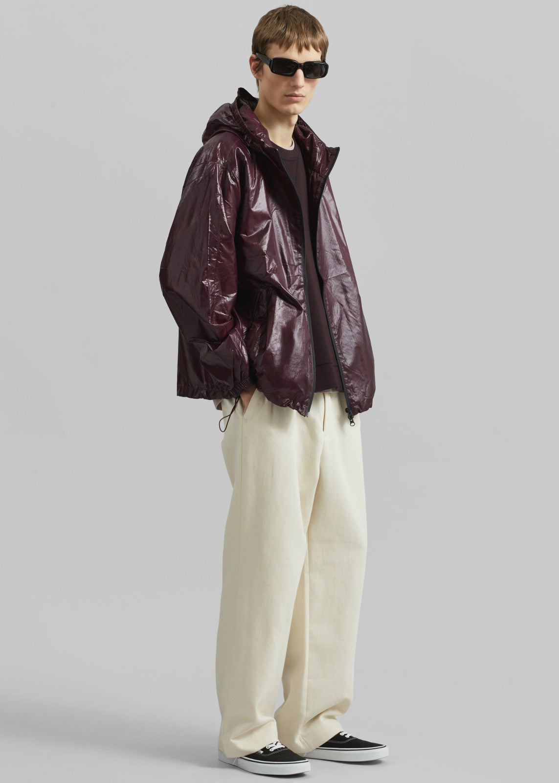 Risbury Glossed Hooded Jacket - Dark Plum