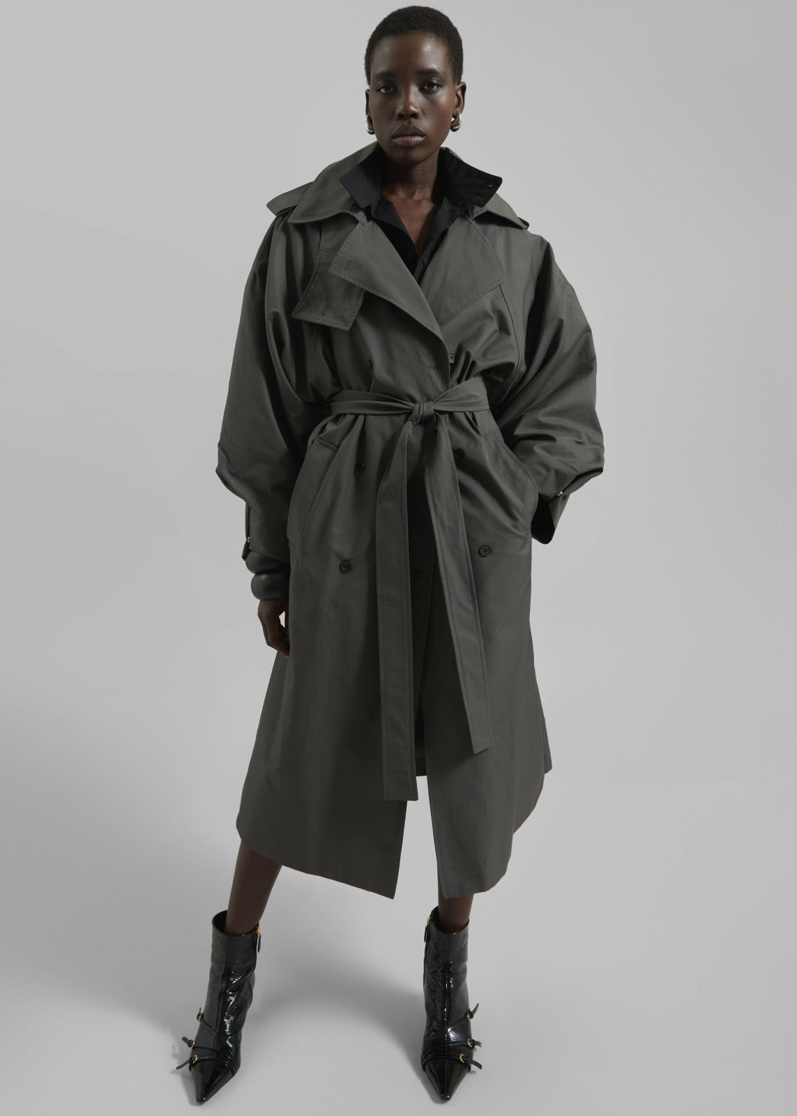 Davos Trench Coat - Charcoal