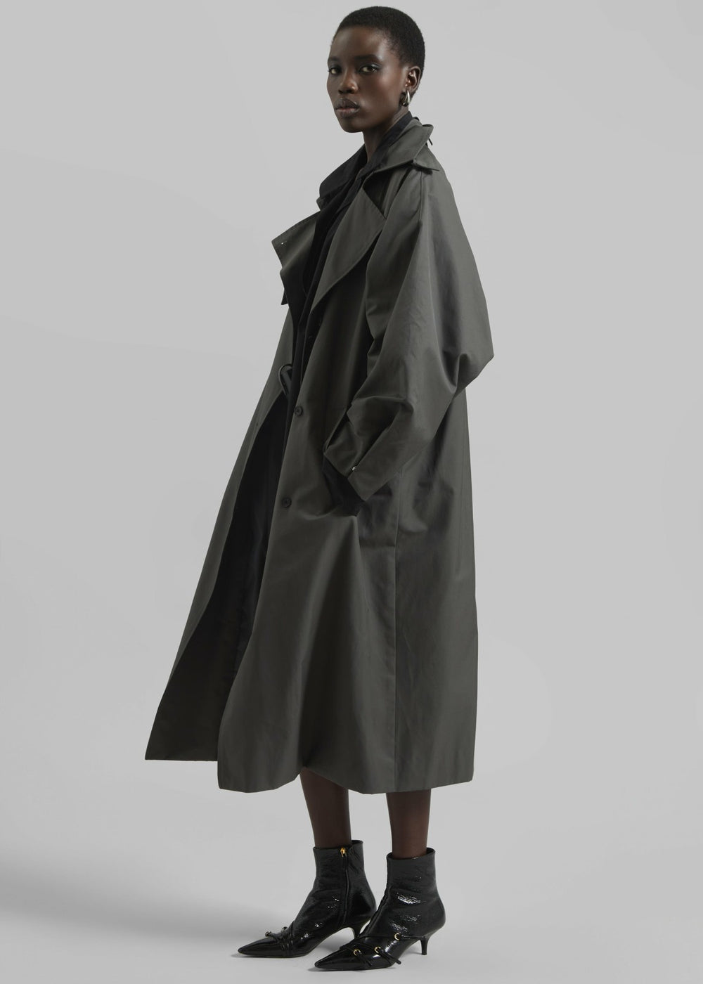 Davos Trench Coat - Charcoal