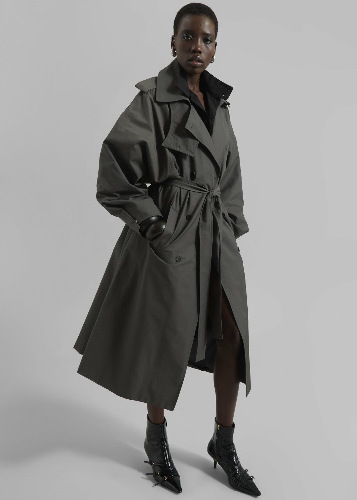 Davos Trench Coat - Charcoal
