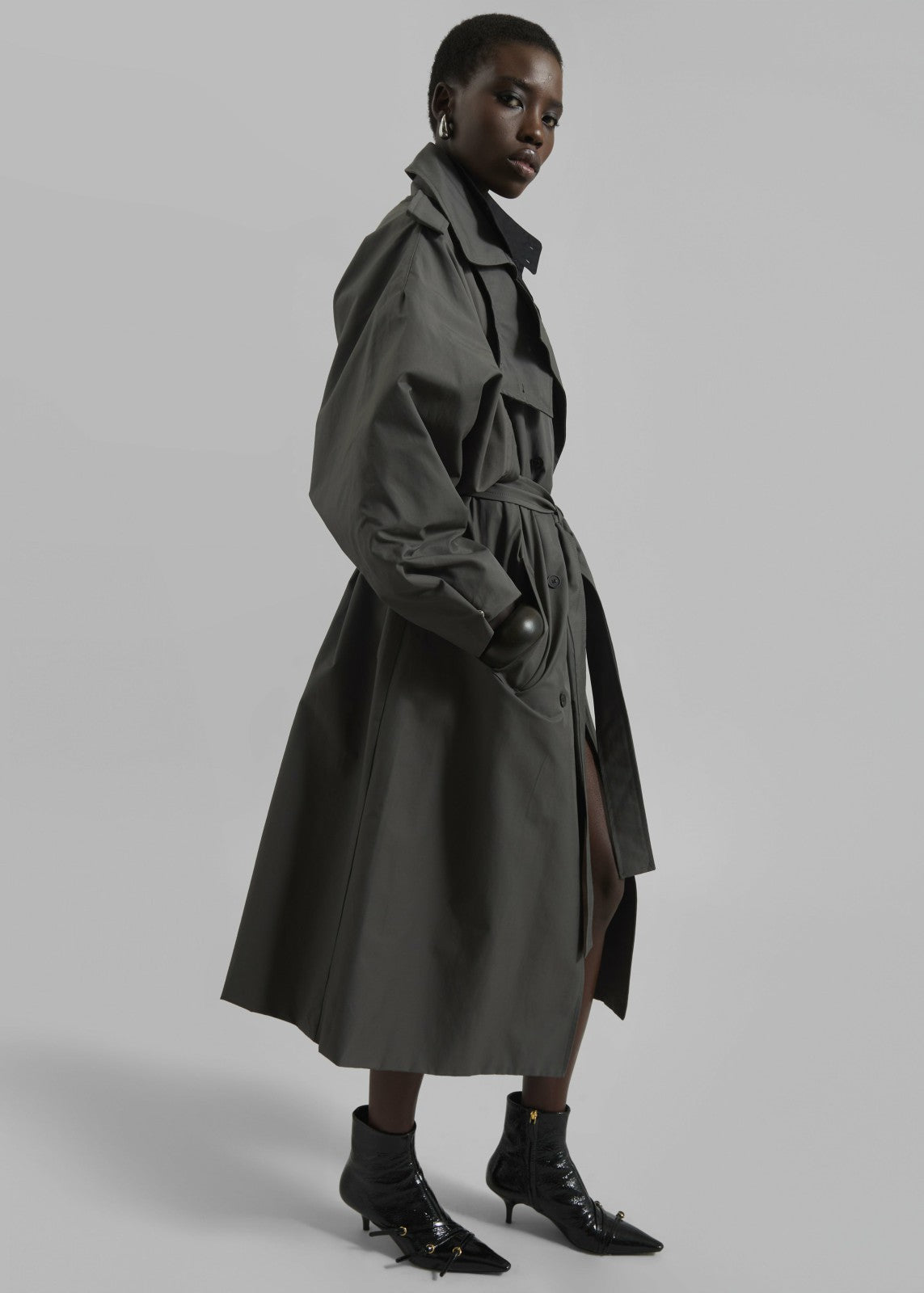 Davos Trench Coat - Charcoal