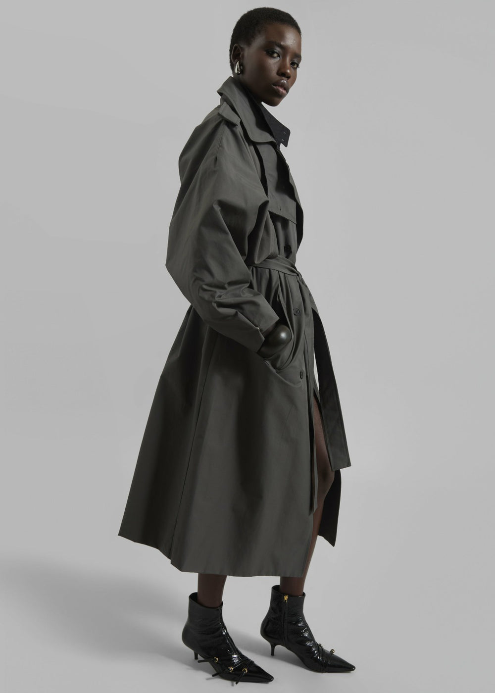 Davos Trench Coat - Charcoal