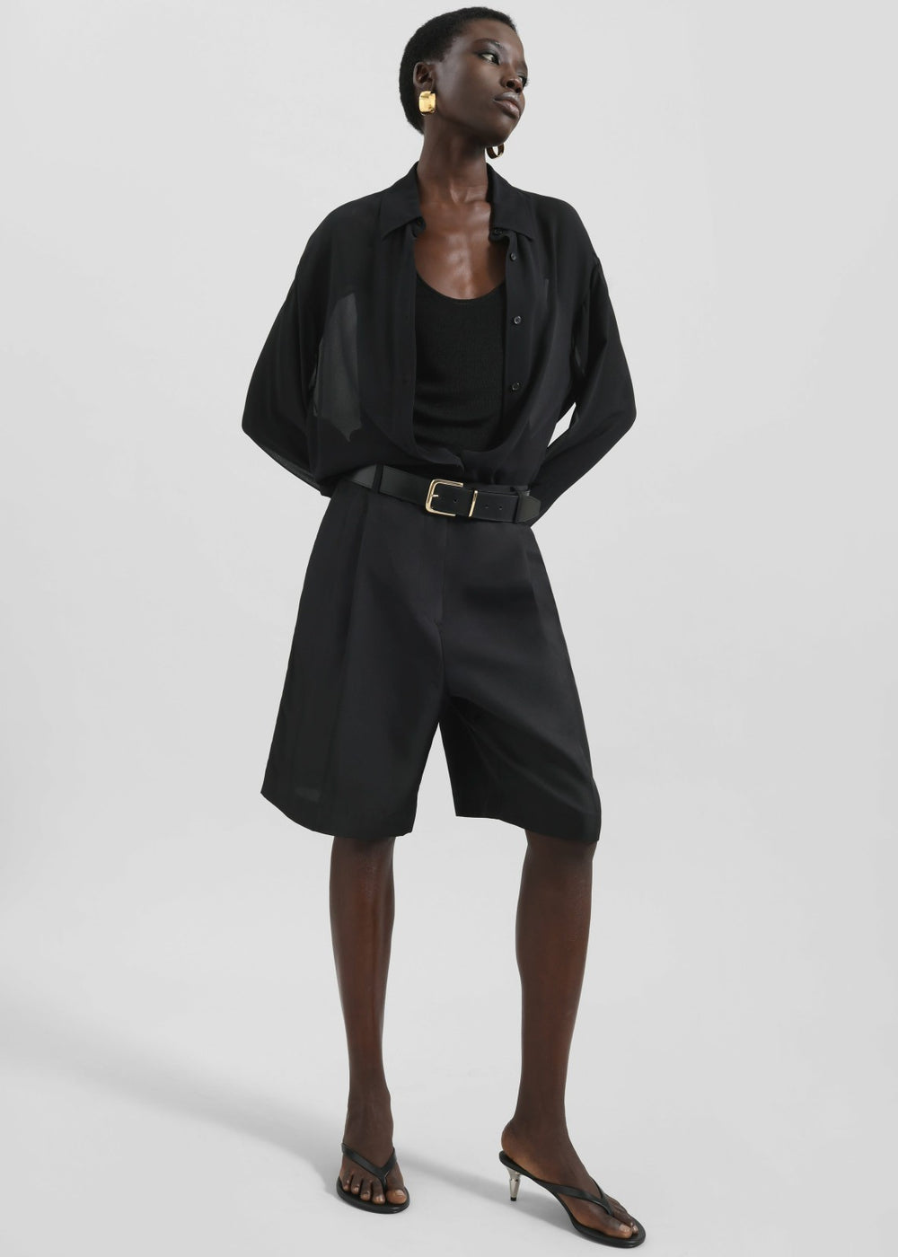 Peri Silk Georgette Shirt - Black