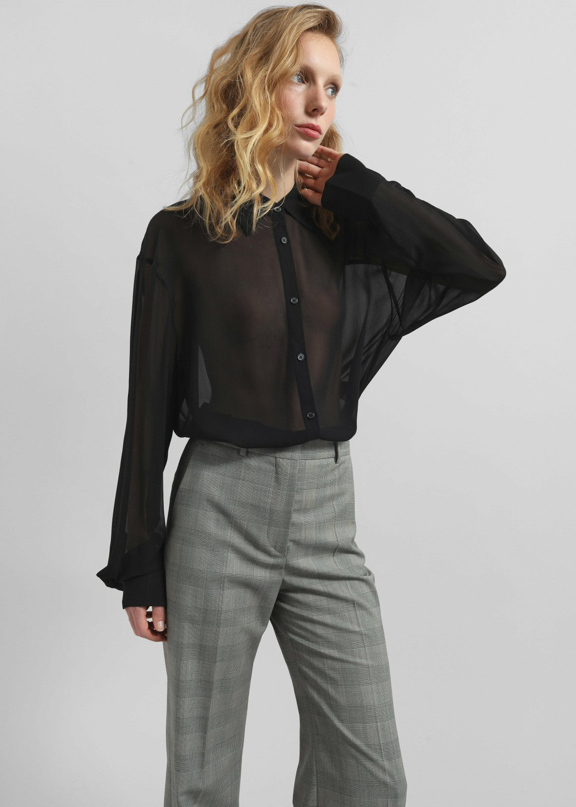 Peri Silk Georgette Shirt - Black