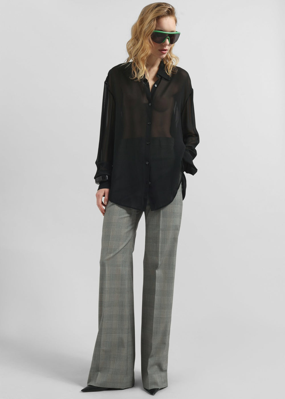 Peri Silk Georgette Shirt - Black