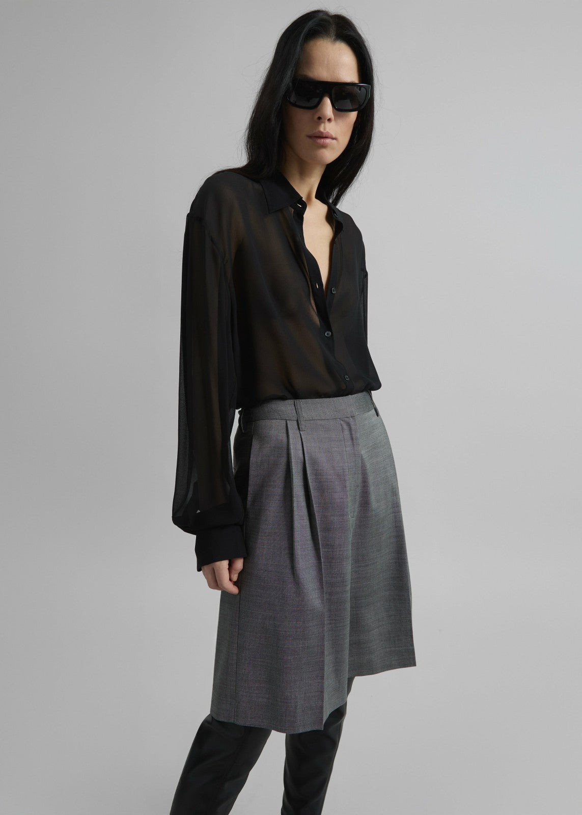Peri Silk Georgette Shirt - Black