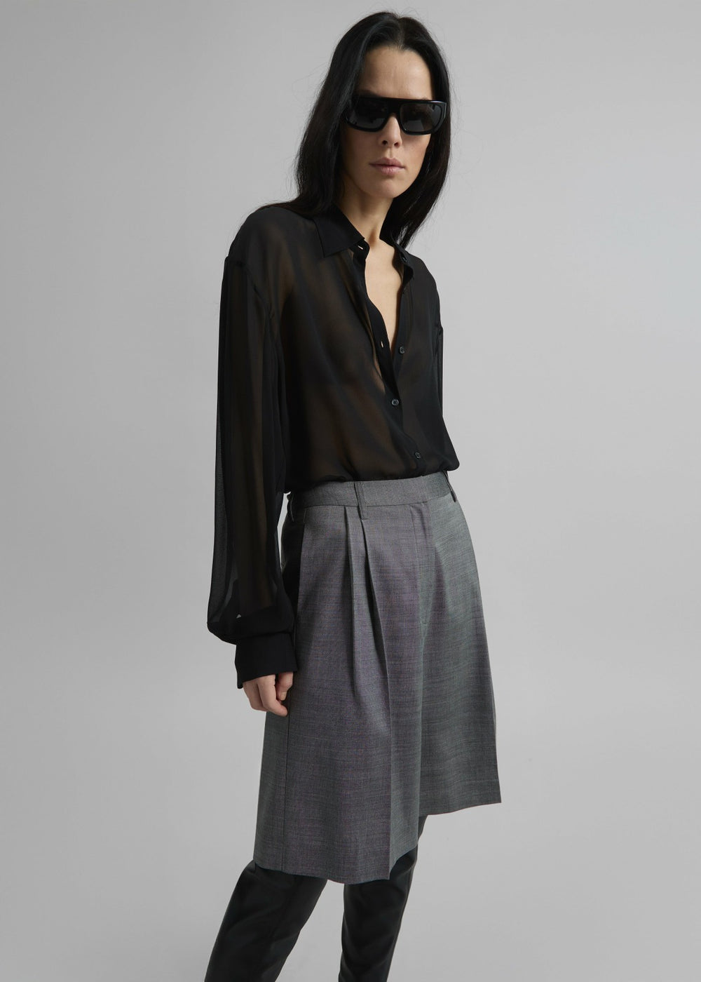 Peri Silk Georgette Shirt - Black