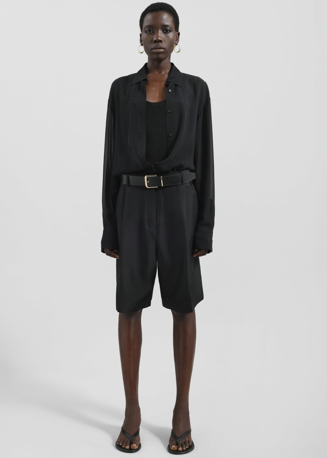 Peri Silk Georgette Shirt - Black
