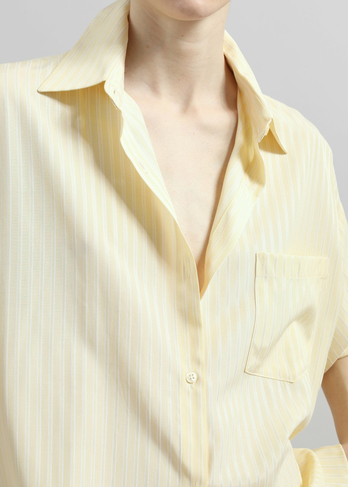 Sukma Striped Oversized Shirt - Pale Yellow