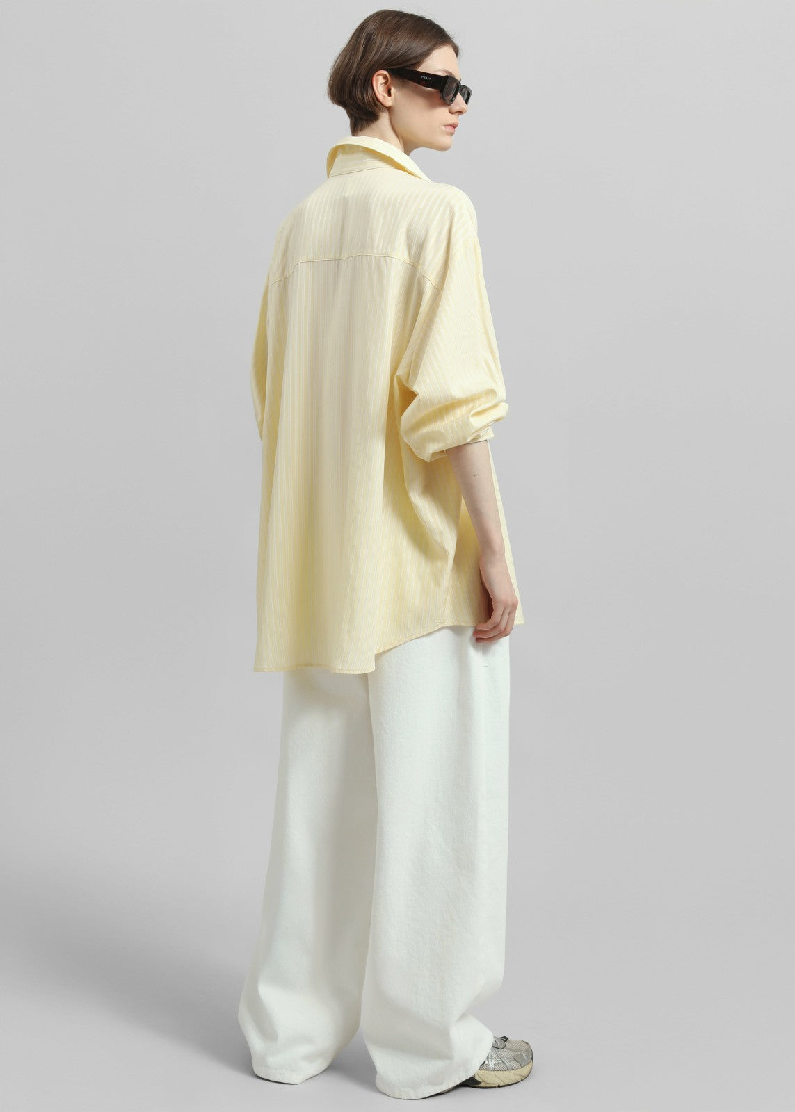 Sukma Striped Oversized Shirt - Pale Yellow