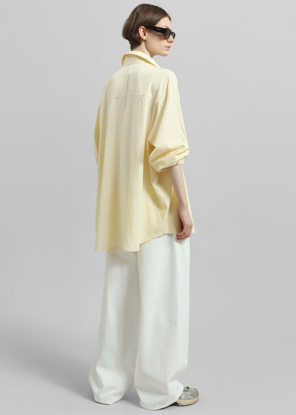 Sukma Striped Oversized Shirt - Pale Yellow