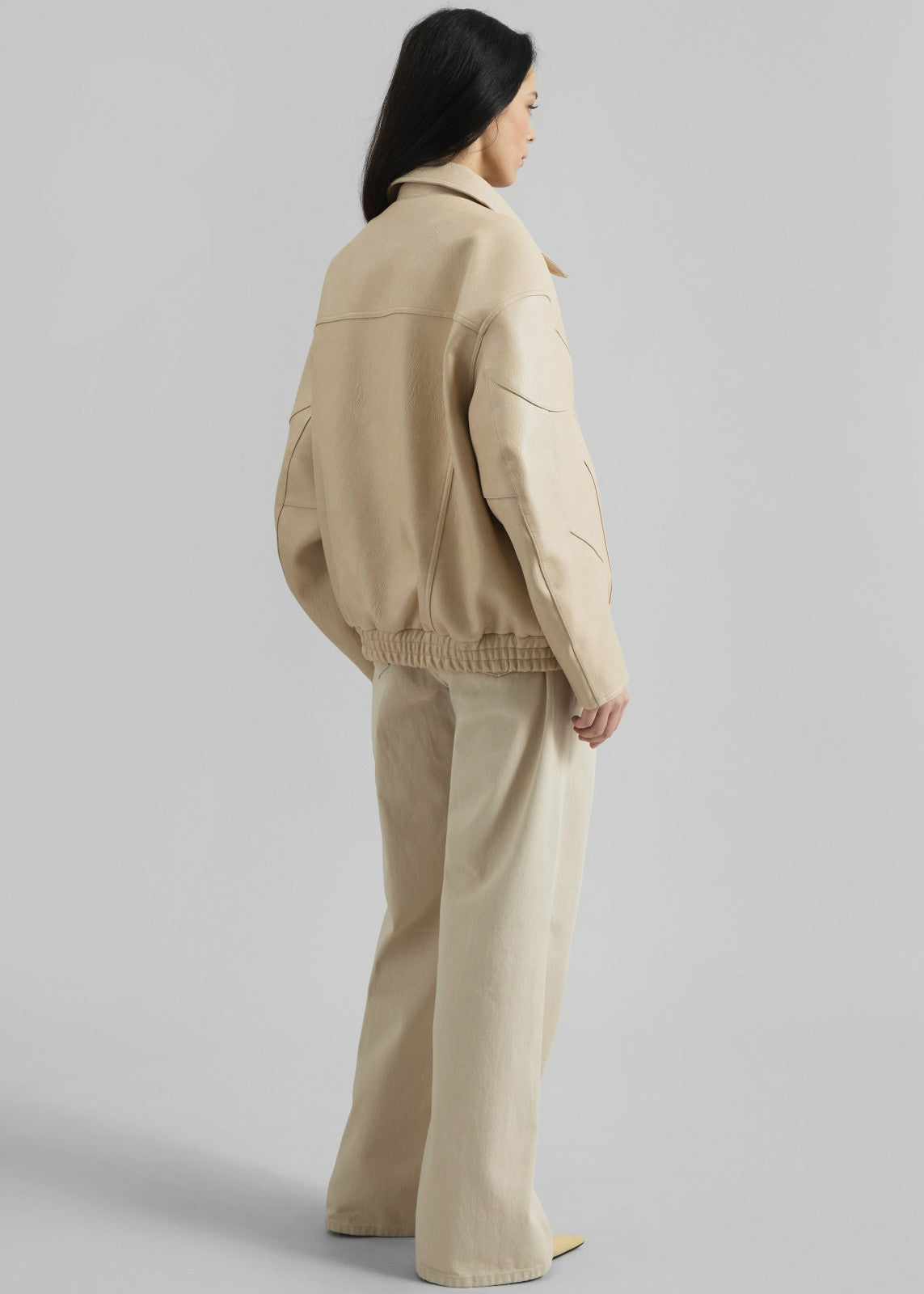 Enora Faux Leather Jacket - Cream