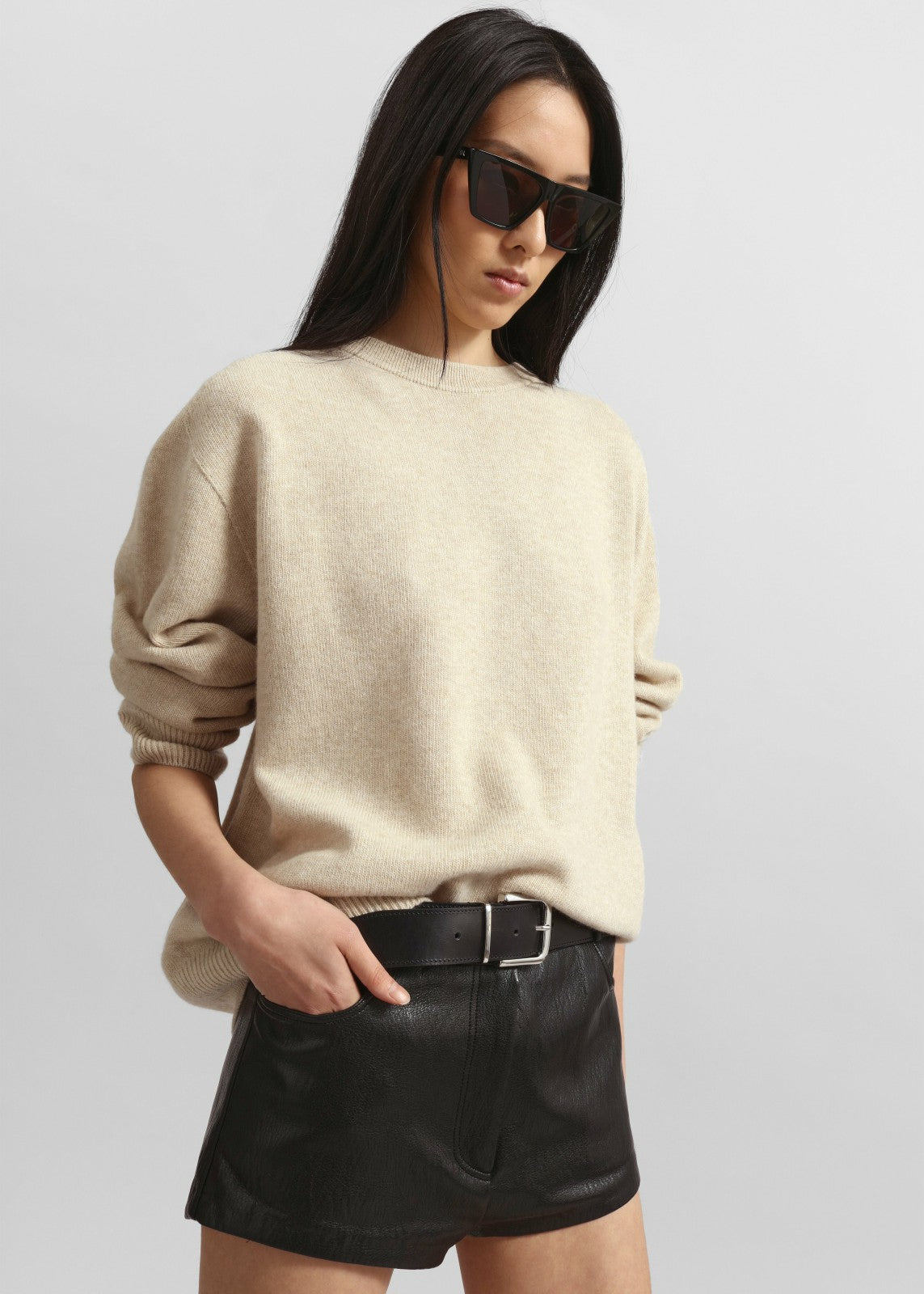 Nevis Faux Leather Hot Pants - Black