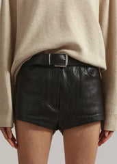 Nevis Faux Leather Hot Pants - Black