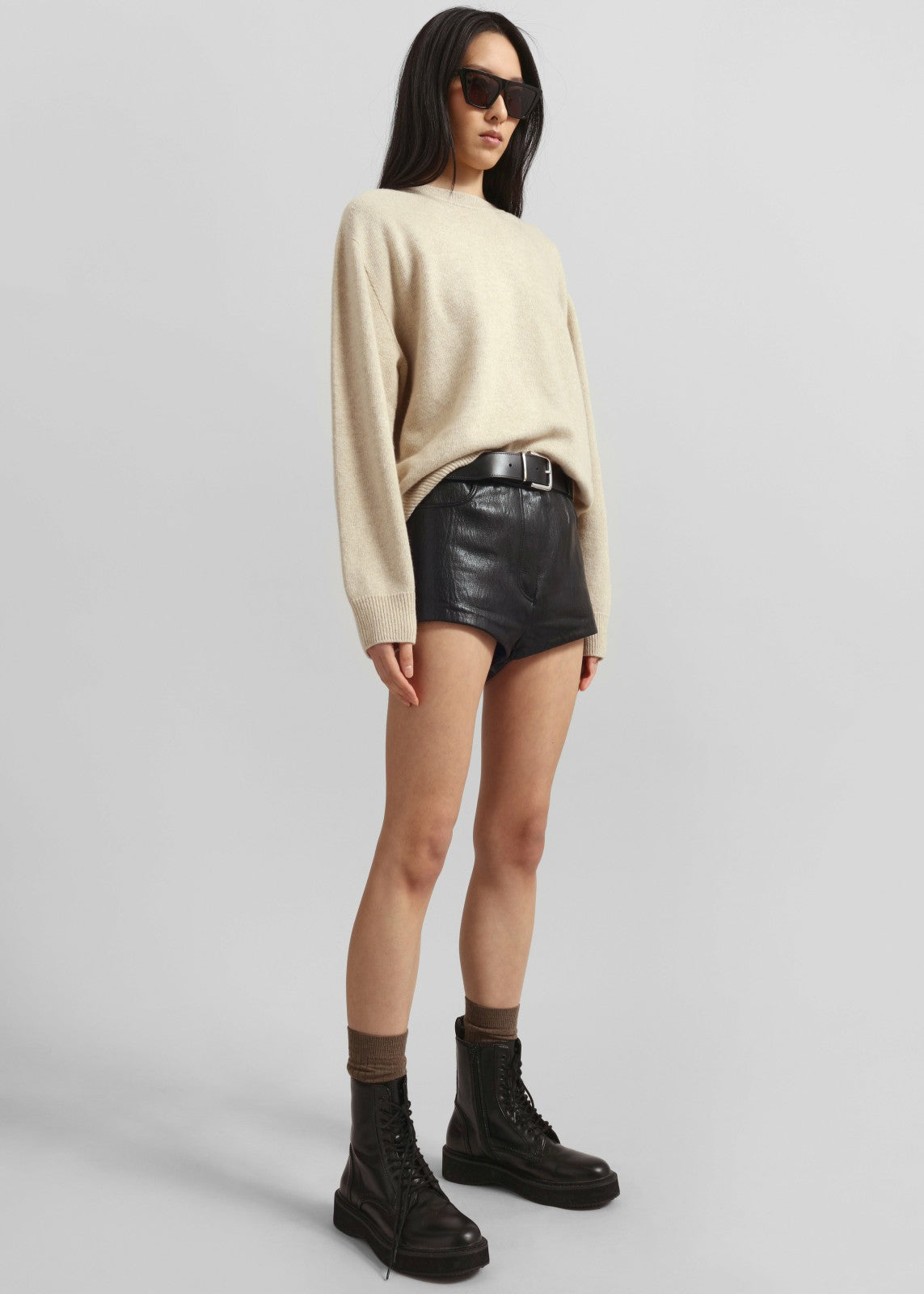 Nevis Faux Leather Hot Pants - Black