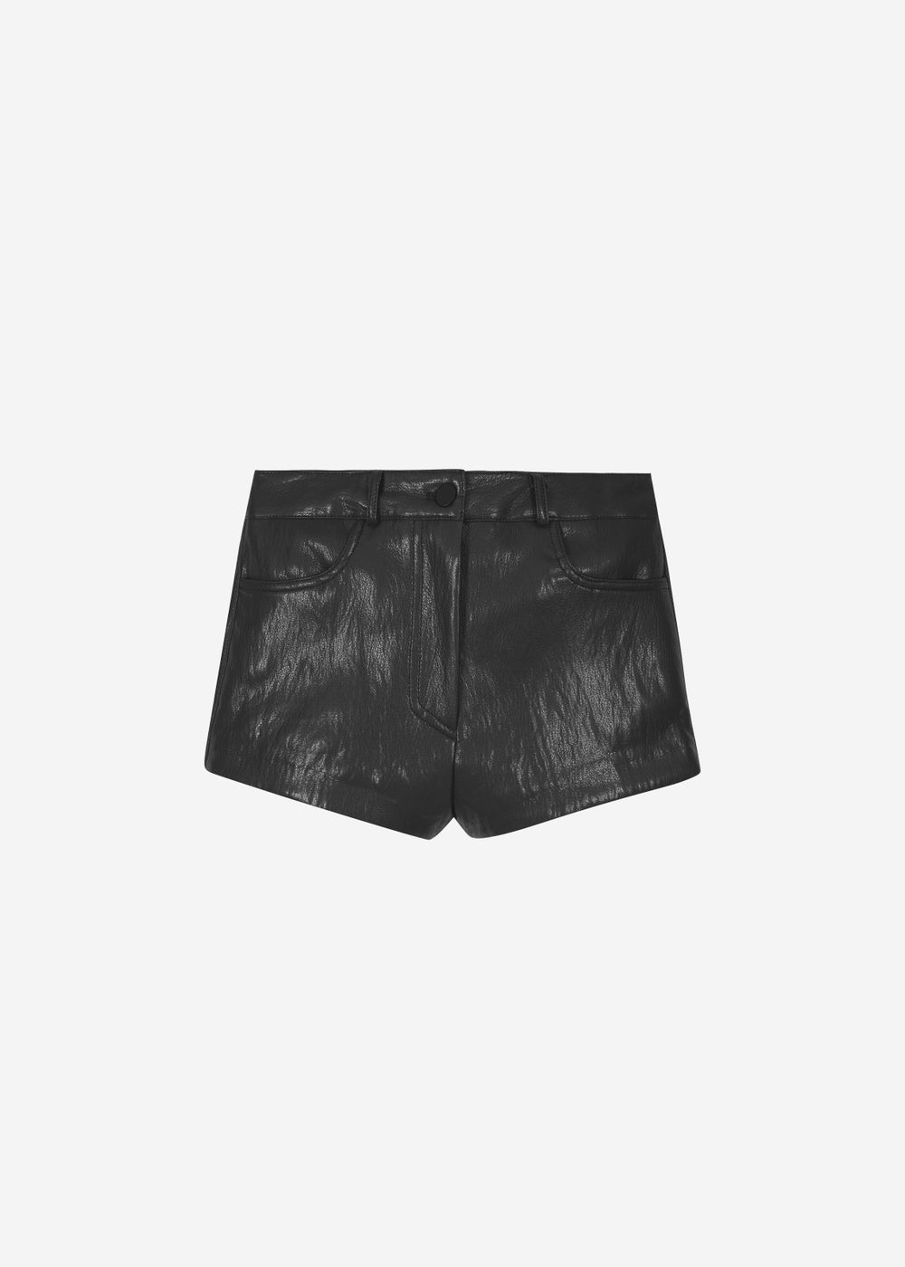 Nevis Faux Leather Hot Pants - Black
