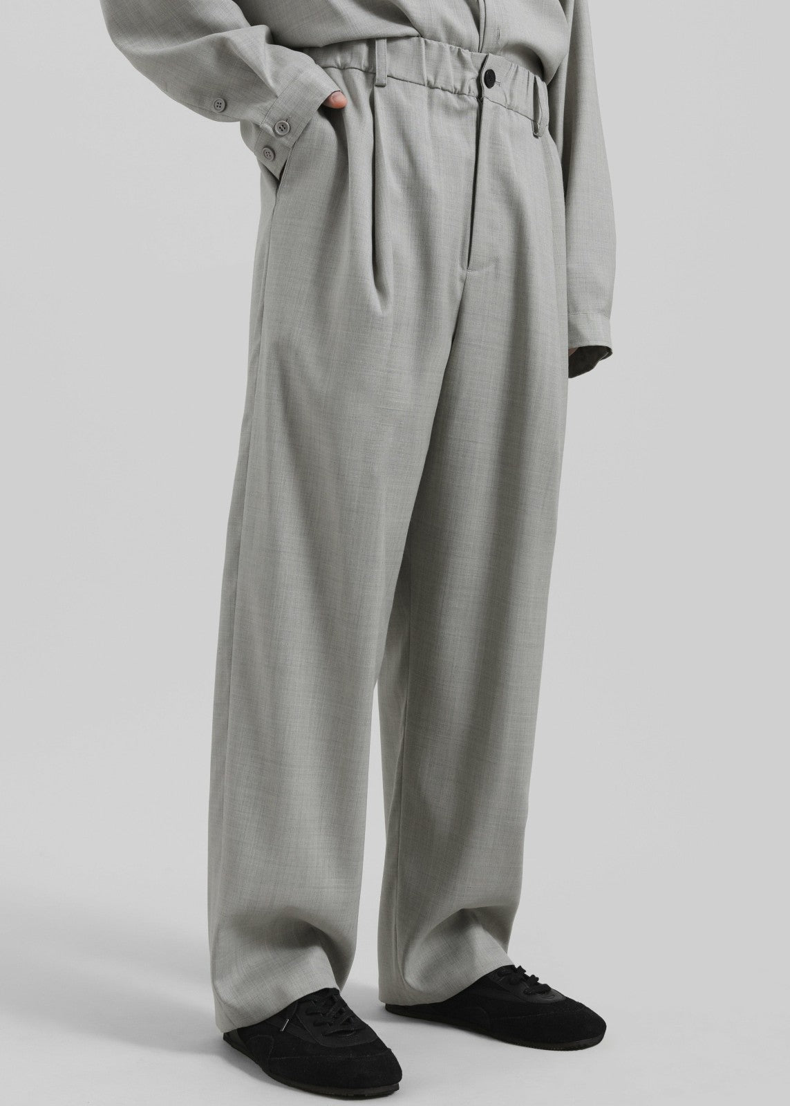 Felix Textured Trousers - Greige Melange