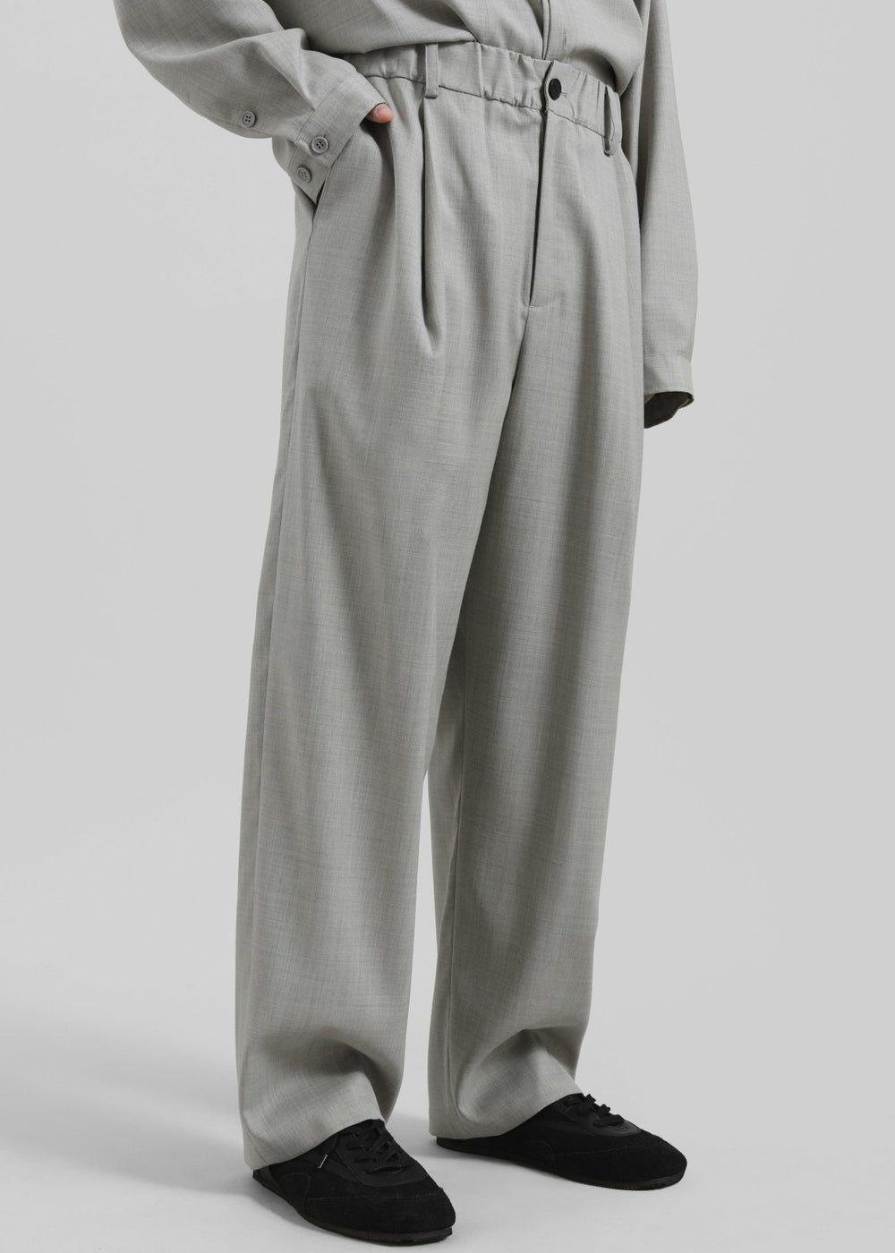Felix Textured Trousers - Greige Melange