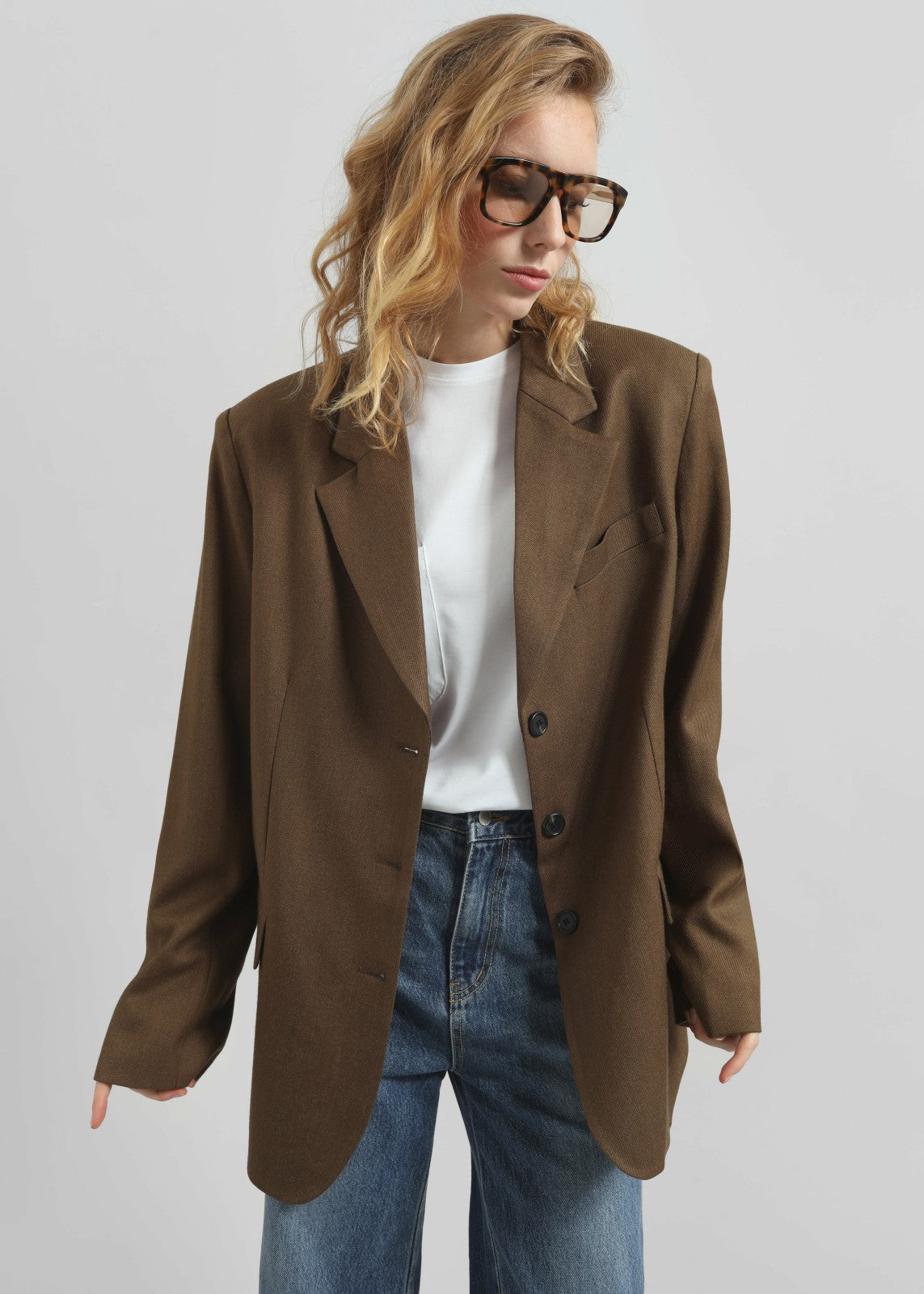 Halser Oversized Blazer - Brown