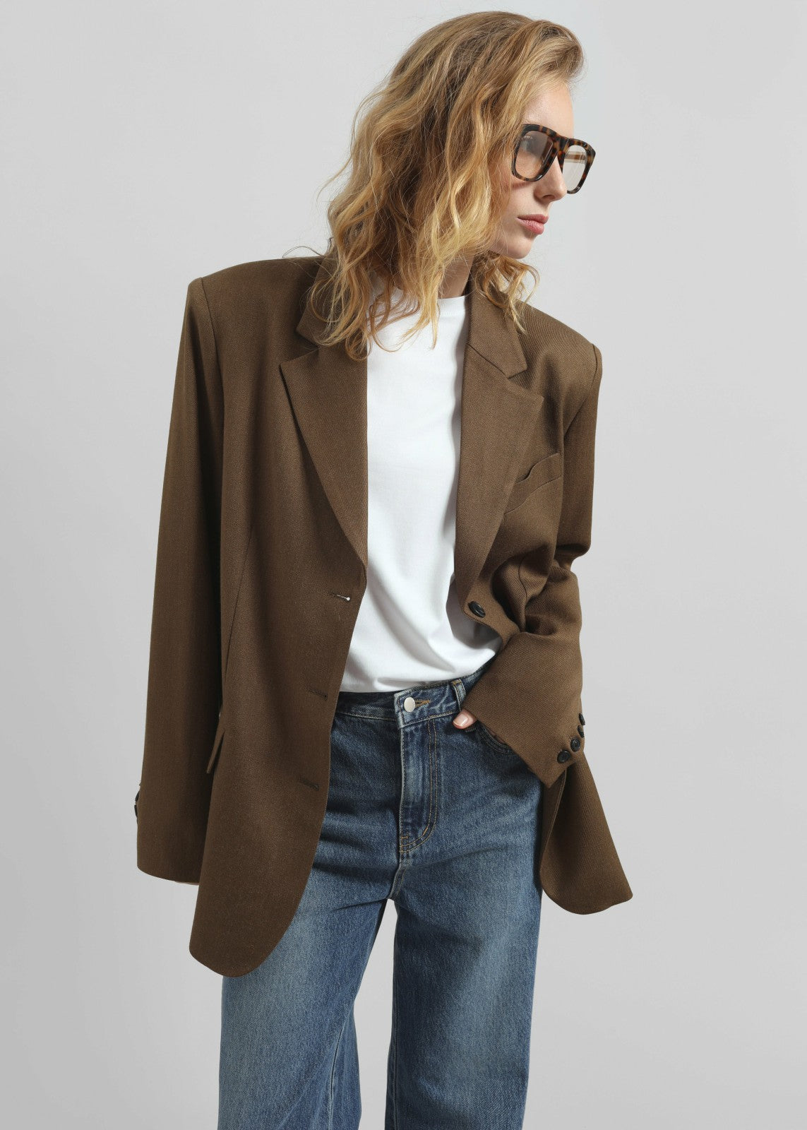 Halser Oversized Blazer - Brown